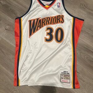 NBA Warriors White and Orange Jersey Authentic Game Shirt We Believe Jerseys